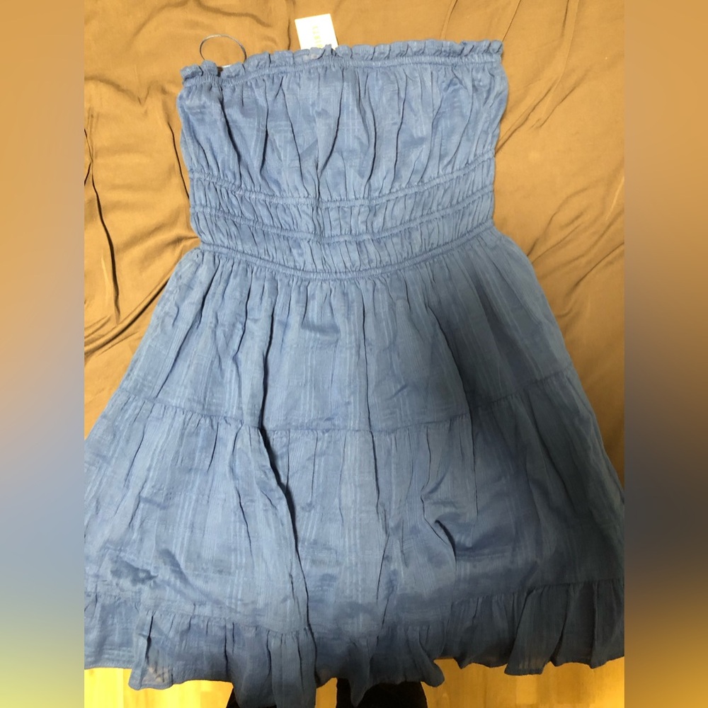 Blue Strapless Summer Dress